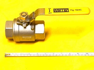 WARREN 1-1/2" NPT STAINLESS STEEL BALL VALVE 1500 WOG FIG: 1024C CF8M - Picture 1 of 9