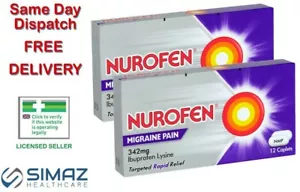 Nurafn Migraine Headache 342mg Rapid Pain Relief Tablets 12 24 Nurafen Nurofn - Picture 1 of 1
