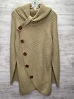 Grecerelle Sweater Womens Extra Large Tan Crochet Cowl Neck Long Sleeve Acrylic