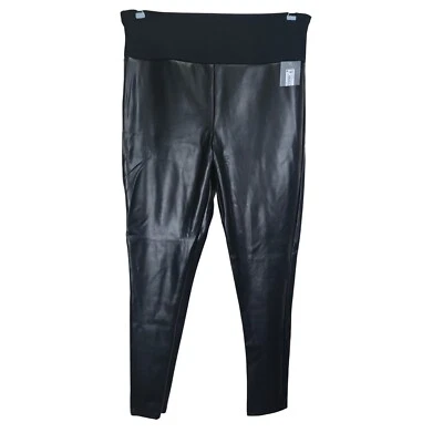 NWT Red Hot Spanx Womens Faux Leather Leggings 1X High Waist Black Mobwife Goth - Image 1 of 4
