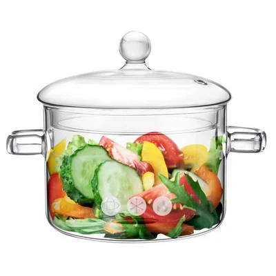 1.5L Glass Cooking Pot with Lid Heat-Resistant Saucepan Simmer Pot for Potpourri - Image 1 of 4