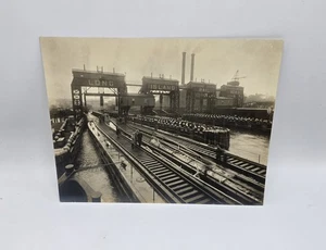1900’s Sepia 8x10 Photo-Long Island Railroad Train Tracks on Dock LIRR - Picture 1 of 4