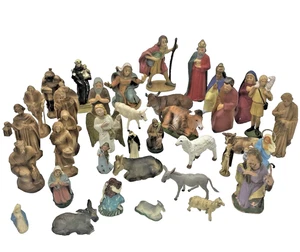 Vintage 38 Teile Krippenteile Heilige Tiere verschiedene Größen & Komposition - Bild 1 von 13
