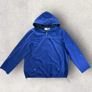 Chicos Zenergy Jacket Roll Tab Size 3 (XL/16) Hooded Full Zip Navy Blue 2 Pocket - Picture 1 of 11