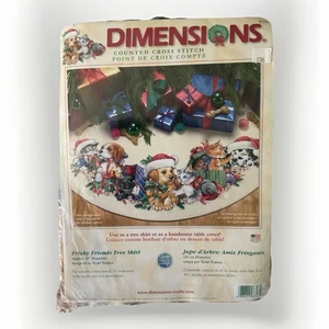 Dimensions 8743 Frisky Friends Tree Skirt Cross Stitch Kit, 45”, New & Sealed - Picture 1 of 4