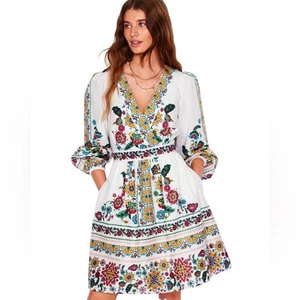 Nuevo con etiquetas Vestido Floral Corto Boden Mya Algodón Colorido en Rama Botánica Talla 14 - Imagen 1 de 10