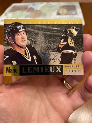 Raro 1996 Donruss Elite Mario Lemieux Hart to Hart certificado autógrafo #65/1996 Foto 1 de 3