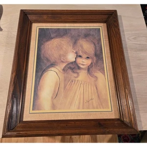 Vintage Margaret Kane "A Little Kiss" big eyes in frame - Picture 1 of 7