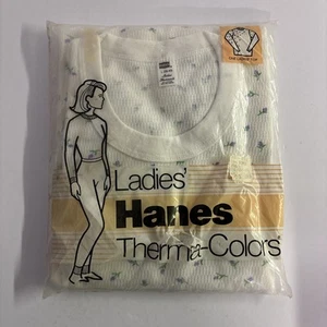 Camicia termica manica lunga Hanes vintage anni 90 grande colori termici donna fiori - Foto 1 di 4