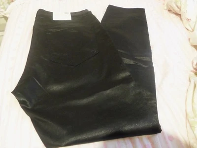 H&M Black coated shimmer skinny regular waist super stretch jeans 16 (14) (New - Image 1 of 4