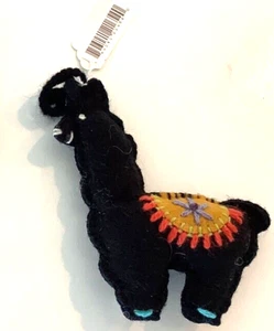 Adorno Colgante Fieltro Lama Negro Comercio Justo Hecho a Mano Perú 5"T - Imagen 1 de 2