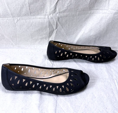 Женские туфли-слипоны American Eagle на плоской подошве размер 10 Вт черный вырез с открытым носком - Изображение 1 из 4