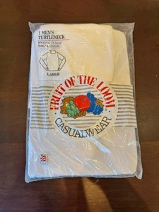Vtg 1991 Fruit of the Loom Men's Turtleneck Shirt White Size Large Made In USA - Picture 1 of 2