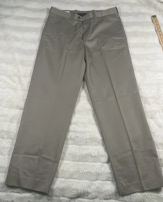 John W. Nordstrom 男式深卡其色打褶前裤 32x30 码 Supima 棉 — 第 1/4 张图片