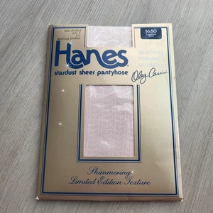VTG Hanes Pantyhose SZ B Stardust Sheer Rose Sparkle Textured Oleg Cassini 80's - Picture 1 of 13