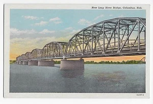 Postal Vintage Columbus Nebraska Nuevo Puente del Río Loup WB - Imagen 1 de 4