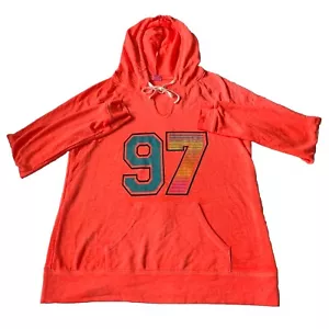Hard Candy Neon Orange Beach Pullover Hoodie Women's Size Junior L 11-13 - Picture 1 of 10