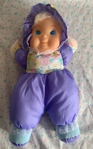 Vintage DeLuxe Manufacturing Nylon Baby Doll Puffy Soft Vinyl Face Lovey Purple - Picture 1 of 8
