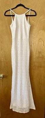 Lulu's Wedding Bridal Everlasting White Floral Lace Mermaid Maxi Dress XS - Image 1 of 4