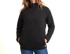 Marine Lagenlook schwarz Corbet gesteppter Viertelreißverschluss Pullover Damengröße Medium - Bild 1 von 11