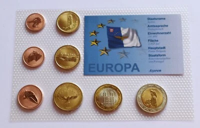 AZORES PORTUGAL 2009 SET EURO COINS SPECIMEN PATTERN PROTOTYPE ESSAI  RARE - Image 1 of 3