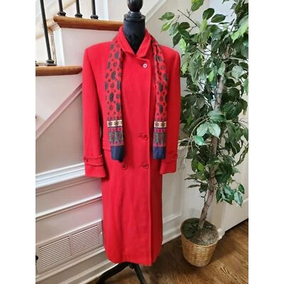 Vintage Central Park Women's Solid Red Long Sleeve Double Breasted Buttons Coat - Image 1 of 4