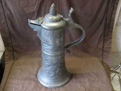 Rare pichet tronconique en étain de 1818 Nicolas Deschamps Liège Belgique ? - Photo 1/4