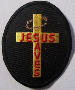 JESUS SAVES - CHRISTIAN CROSS PATCH - NEW VEST PATCH - CROSS - Picture 1 of 1