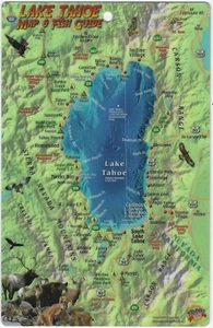 LAKE TAHOE MAP & FISH GUIDE CARD WATERPROOF FRANKO MAPS APPROX 6" X 9" - Picture 1 of 2