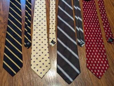 Lote de 4 corbatas de seda vintage Lord & Taylor gris marino crema borgoña clásico 1C Foto 1 de 4