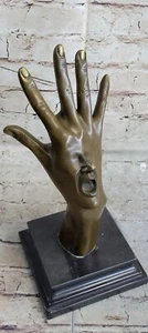 Original Abstract Hand With Face Bronze Statue Marble Base Figure Figurine Gift - Picture 1 of 10