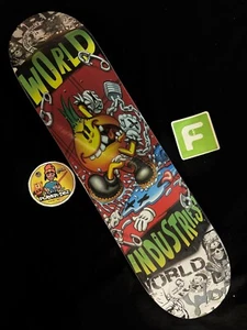 RARE World Industries Punk Rock Skateboard Deck Flame Boy Wet Willy VINTAGE 7.5 - Picture 1 of 6