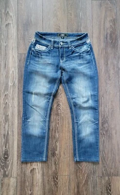 Pantalones de mezclilla para mujer Cato contemporáneos talla 6 adornados azules pierna recta botón pkt Foto 1 de 4