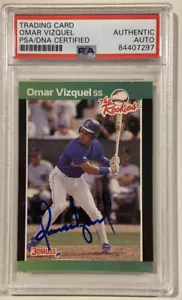 1989 Donruss Omar Vizquel The Rookies Signed Baseball Card PSADNA Certified Auto - Picture 1 of 4