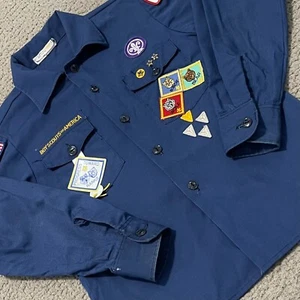 BSA Shirt Youth 12 Blue Cub Boy Scout of America Uniform Long Sleeve Button Up - Picture 1 of 19