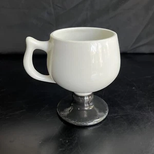Vintage Caribe Puerto Rico Footed Pedestal Mug Cup Restaurant Ware Black White - Picture 1 of 9