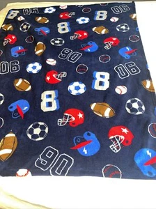 Carters Fleece Blanket Sports Football Soccer Baseball 40" x 50" - Picture 1 of 11