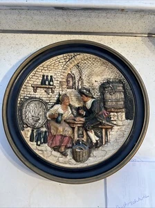 1840s Musterschutz Johann Maresch Wine Cellar Relief Charger Wall Plaque 13.25” - Picture 1 of 4