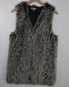 Democracy Women's Black and Gray Faux Fur Vest Size Medium