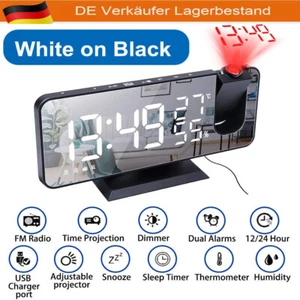 Projektion wecker Temperatur Tischuhr Funkuhr Uhr Datum Wecker Alarm Digital DHL - Bild 1 von 6