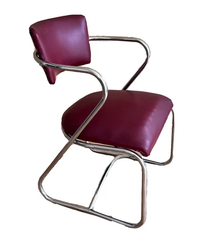 Lloyd Weber Art Deco Machine Age Chrome Z Lounge Desk Arm Chair Vtg Howell Rohde Cover