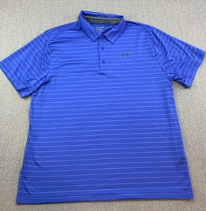 Under Armour Loose The Playoff Polo Performance Shirt Mens XXL Blue Stripe Golf - Picture 1 of 17