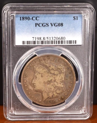 1890 CC PCGS VG08 - Morgan Dollar $1 US Coin. - Image 1 of 4