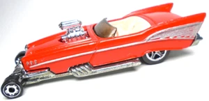 2001 HOT WHEELS '57 CHEVY BEL AIR ROADSTER RED 1:64 DIECAST 3" CAR WITH SILVER - Picture 1 of 6