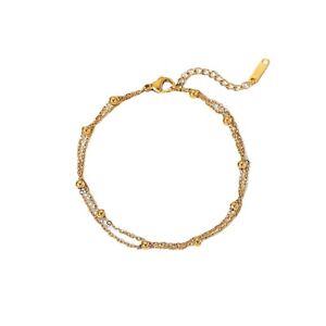 Exquisite 18K Gold Bead Necklace Electroplated Titanium Steel Jewelry Waterproof