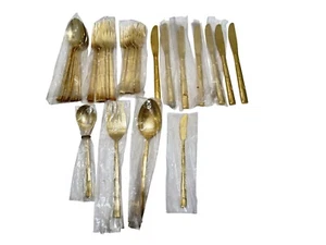 Lifetime Cutlery Stainless Japan Gold Bamboo Flatware Silverware Set 35 Pieces - Picture 1 of 6