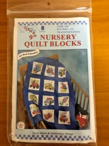 Jack Dempsey 9" Nursery Quilt Blocks Transportation #79 Stamped Cross Stitch - Picture 1 of 3