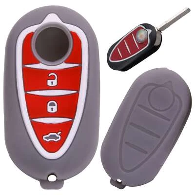 RECAMBO Autoschlüssel Silikon Hülle Case Grau passend für Alfa Romeo Giulietta 2010-2020