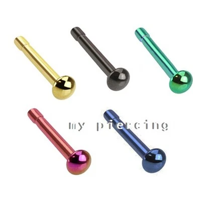 22G 20G 18G 2mm Dome Top Nose Bone Ion Plated 316L Surgical Steel Nose Stud - Image 1 of 3