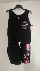 New Justice Girls Black Be Kind Drawstring Romper Sleeveless Size XL 16/18 - Picture 1 of 13